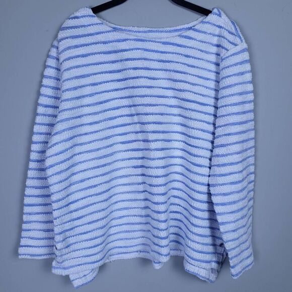 Escape by Habitat Clothes Womens Size Large Pullover Sweater Blue White Stripe - Picture 1 of 7